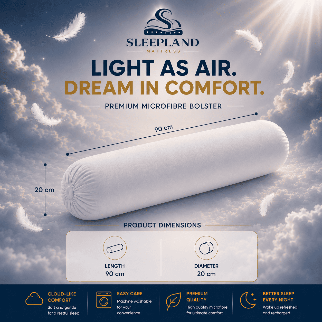 SLEEPLAND MATTRESS™ Feather-Like Cloud Bolster