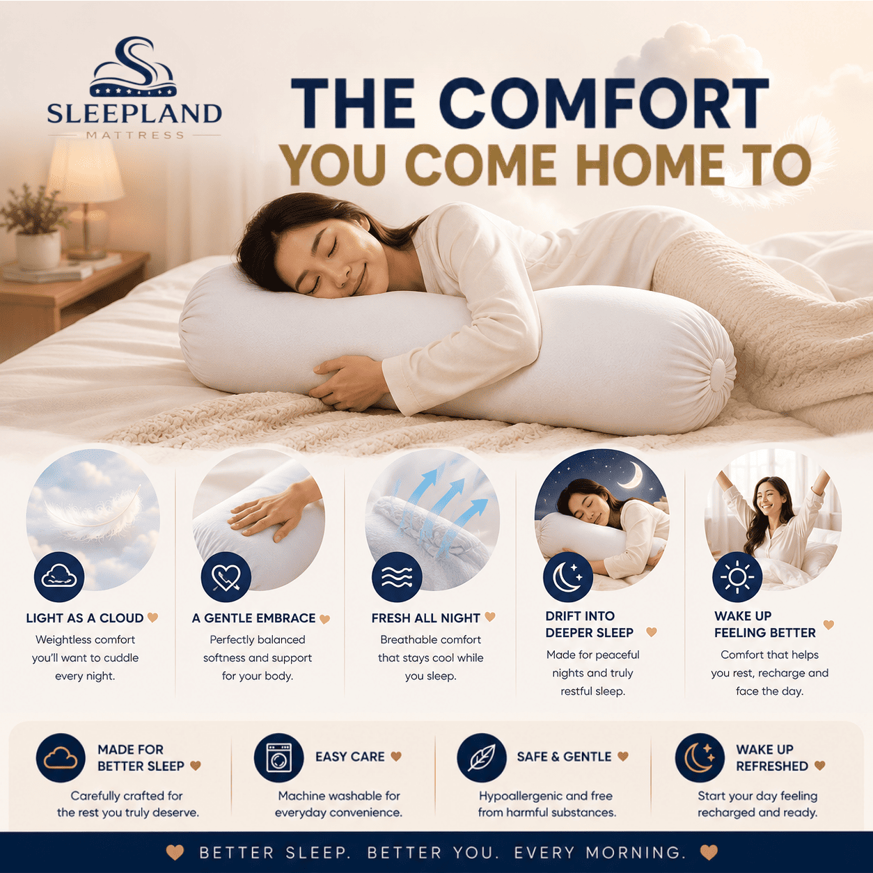 SLEEPLAND MATTRESS™ Feather-Like Cloud Bolster
