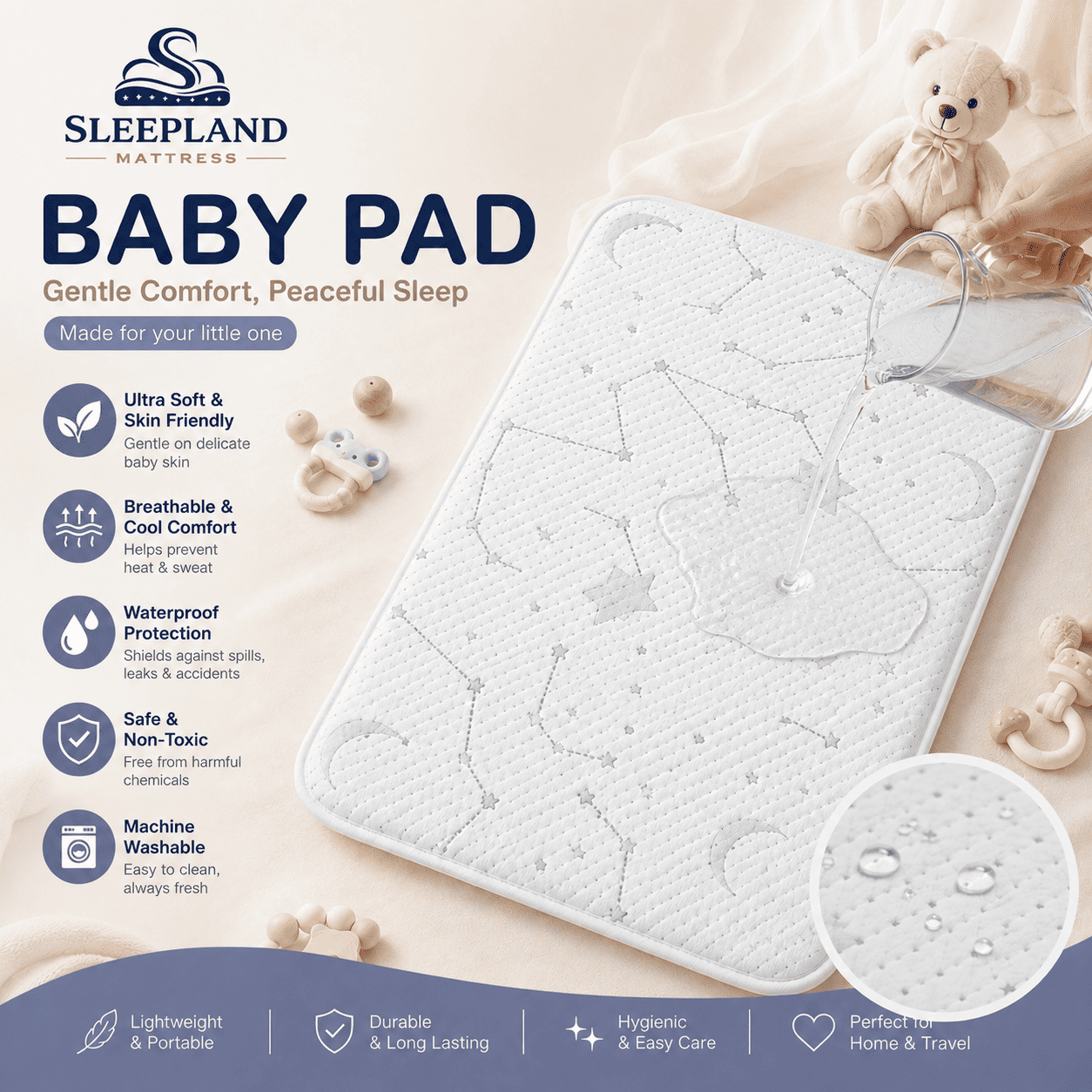 SLEEPLAND MATTRESS™ Waterproof Baby Pad