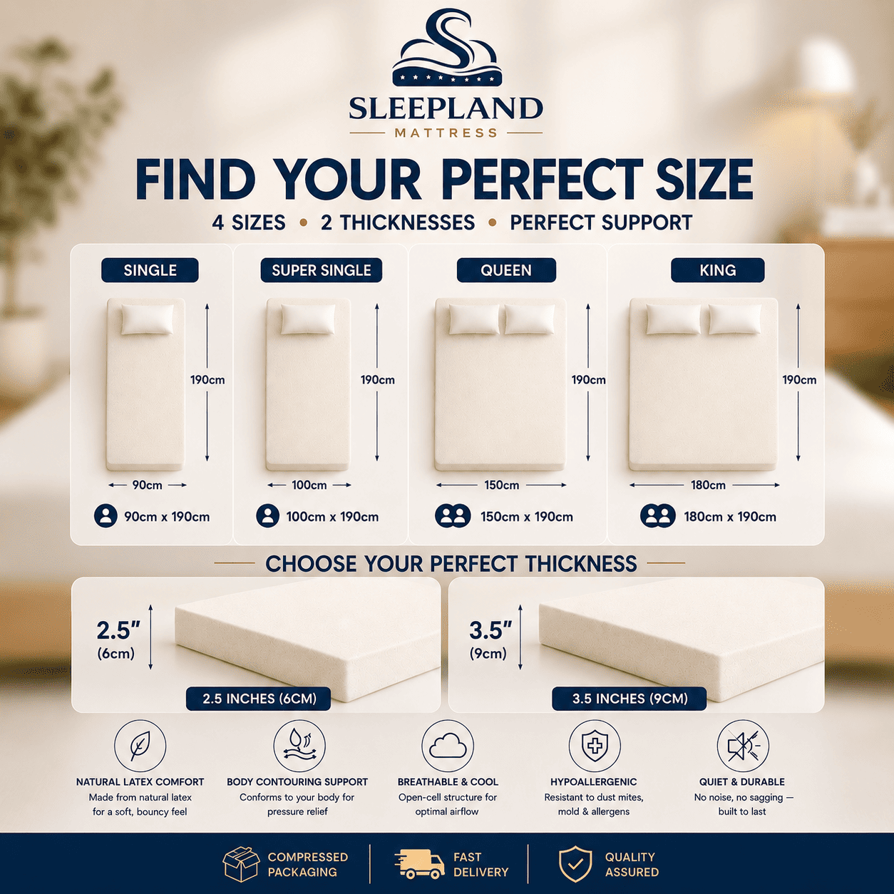 SLEEPLAND MATTRESS™ LATEX Mattress Topper